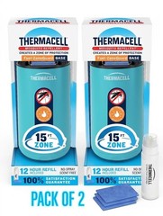 New Thermacell Fuel-ZoneGuard Base Mosquito Repeller 2-Pack 15FT Zone Blue Teal