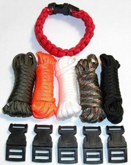 PARACORD MULTI COLORED ROPE SURVIVAL CAMPING BRACELET MAKING KIT 48′ + RED NEW