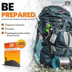 Rainier Rugged 5-in-1 Glow-in-The-Dark Fire Starters Kits with Compass, Signal