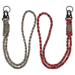 2 Pcs Heavy Duty Paracord Lanyard Braided Keychain Necklace Rope for Outdoor Use