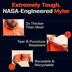 Prepared4X Emergency Mylar Blanket Duty Waterproof Wind-Resistant Green Rain