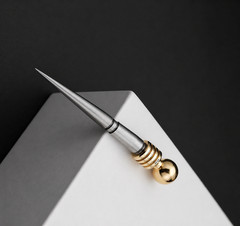 Vintage Spike Dagger Letter Opener Brass Handle Steel Blade Antique Finish Desk