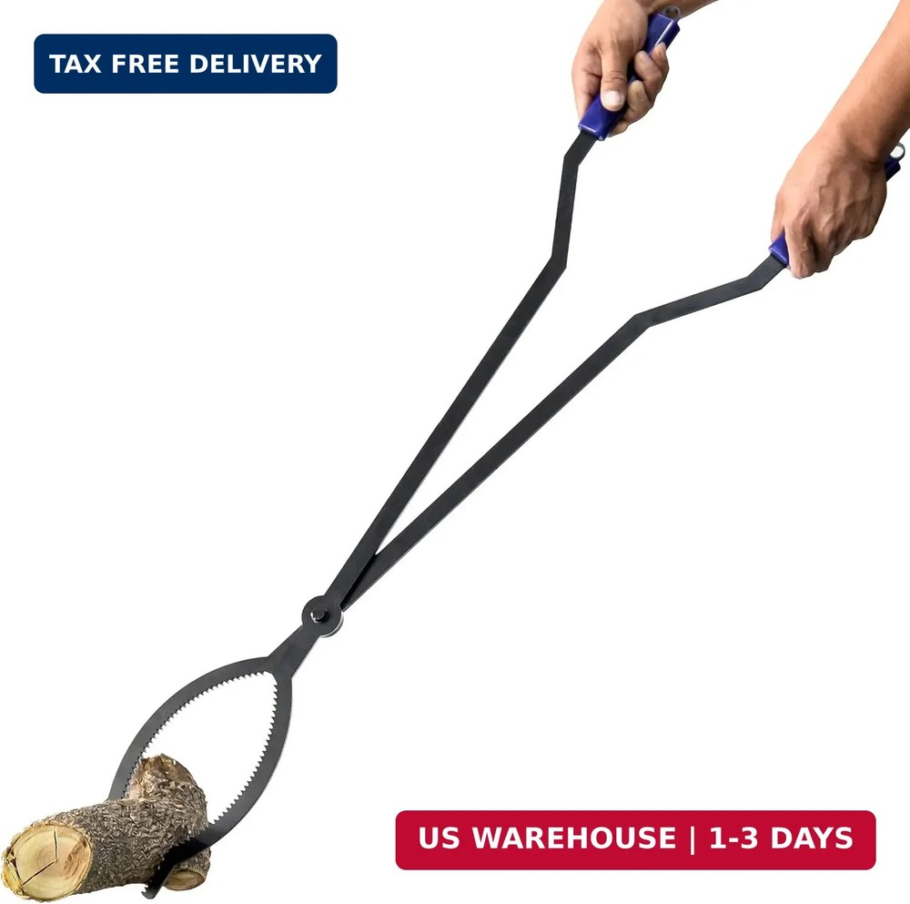 40in Heavy Duty Fire Tongs Firewood Grabber Tool with Scissor Shape Serrated, Lo
