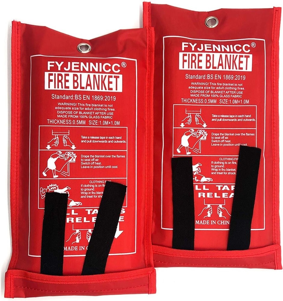 2 Packs Emergency Fire Blanket for Home, Glass Fiber Cloth 39.3″x39.3″