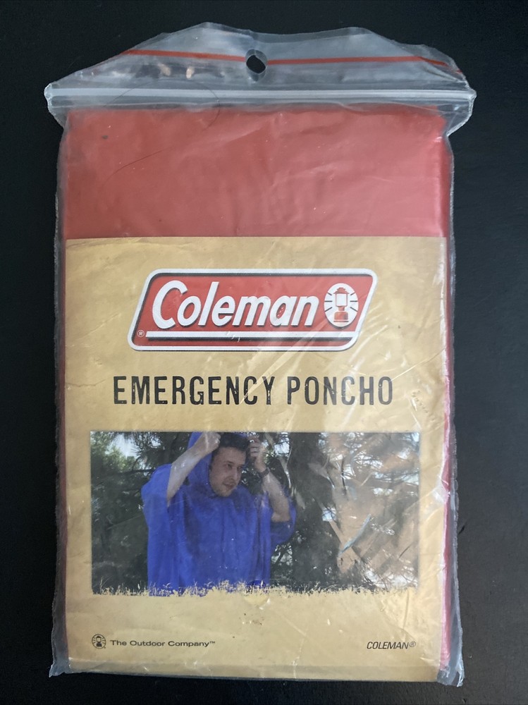 Coleman Red Disposable Emergency Poncho one size fits all NEW