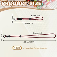 1Set Heavy Duty Paracord Keychain Lanyard for Keys , Wine Red/Black