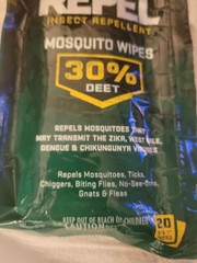 Repel Insect Repellent Mosquito Wipes 30% DEET 20 Ct 5×7″ Wipes Camping Outdoors