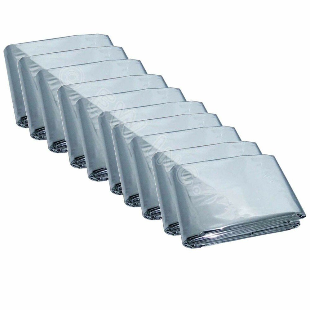10 Emergency Rescue Space Thermal Mylar Blankets 84 x 52 New! Free Shipping!