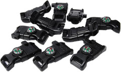 5/8 Inch Compass Flint Scraper Fire Starter Whistle Buckle Plastic Paracord Brac