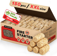 150 Pcs Large Fire Starters for Fireplace, Natural Fire Starter for Campfires, f