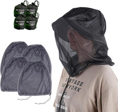 4 Pack Mosquito Head Net Mesh Bug Net for Head – Fits over Hats Insect Shield Fa