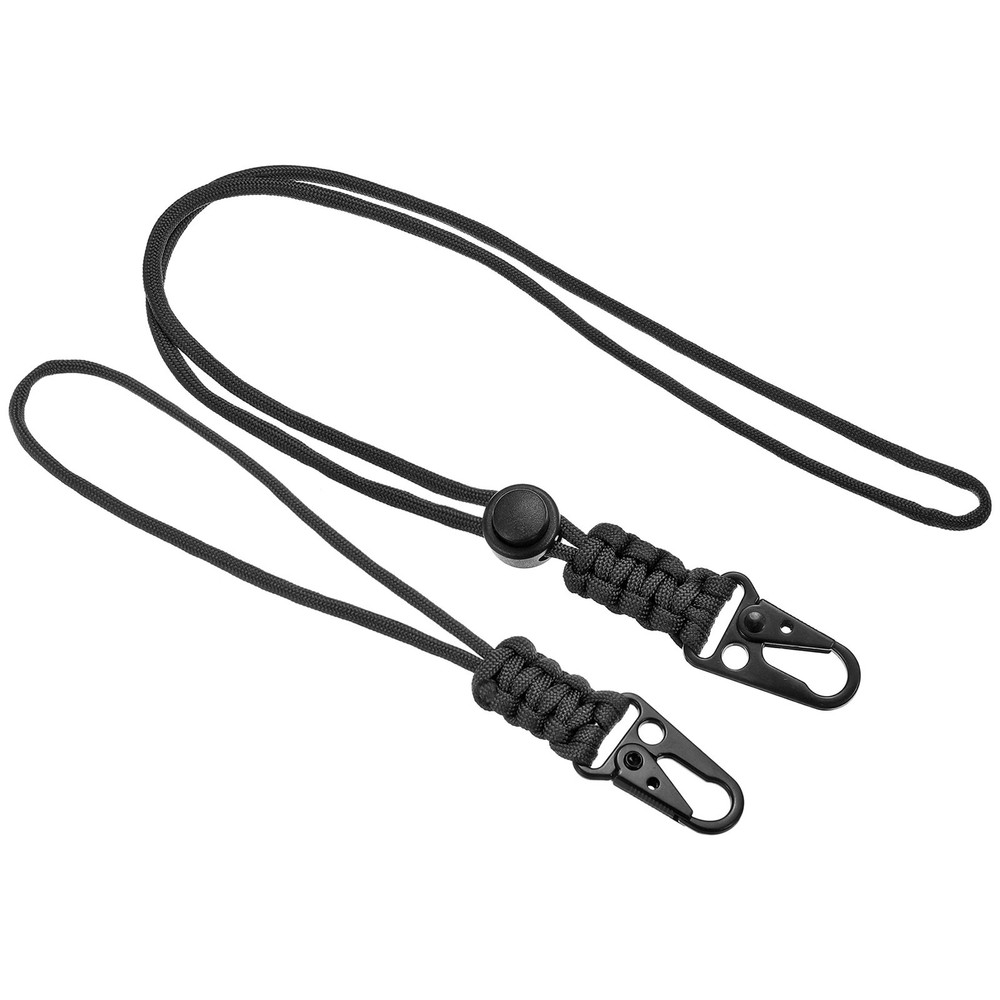 Badge Lanyard with Sling Clip, 2 Pcs Adjustable Necklace Wrist Cord Strap, Black