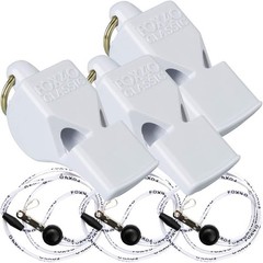 3 Pack Classic Whistles with Breakaway Lanyards 115dB White