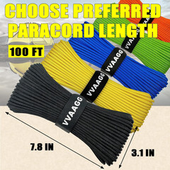 1000 Black Paracord Rope 100FT Utility Nylon Heavy Duty 12 Strand Parachute Cord