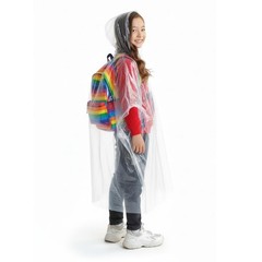 12-Pack Kids Clear Rain Ponchos with Hood, Breathable Cape-Style Disposable E…