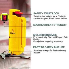 BURN Pepper Spray 1/2oz Self Defense Keychain Yellow Security Case Molded