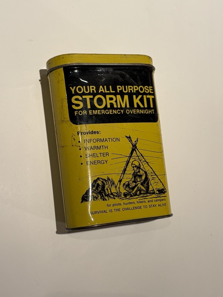 Storm Kit Survival Tacoma Mountain Rescue Unit Filled Container Tin Vintage