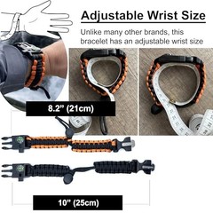 Paracord Survival Bracelet (2 Pack) | Flint Steel Fire Starter, Whistle,
