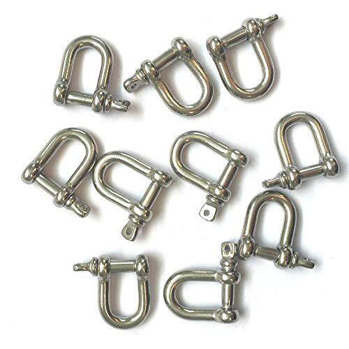 JingYi Stainless Steel Mini D Shaped Bow Shackle, 3mm, Silver Color,for Paracord