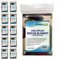 Primacare HB-10 Emergency Mylar Thermal Blankets – 10 Pack, Silver