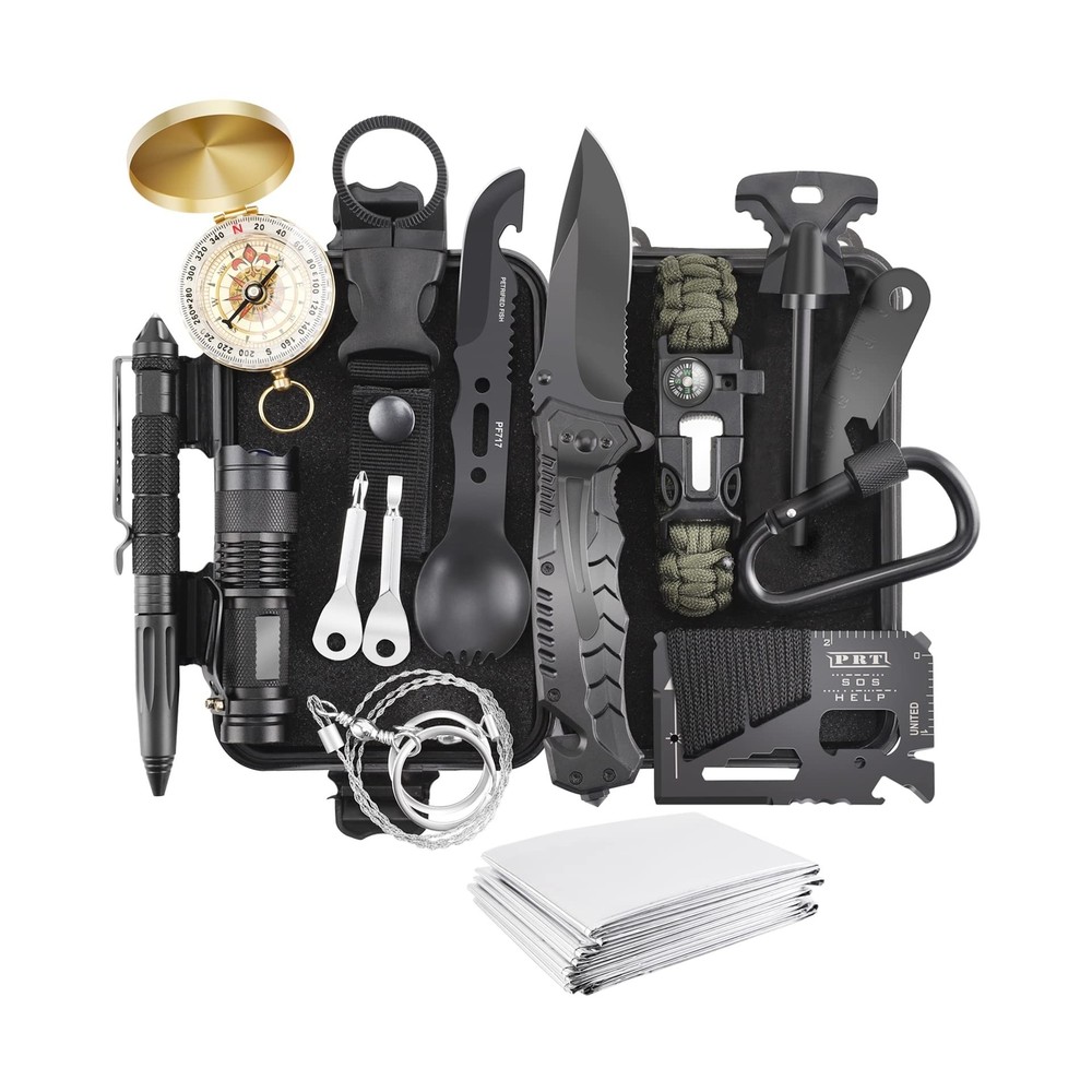 Gift for Men Dad Husband Him, Survival Kit 17 in 1, Survival Gear Tool Cool G…