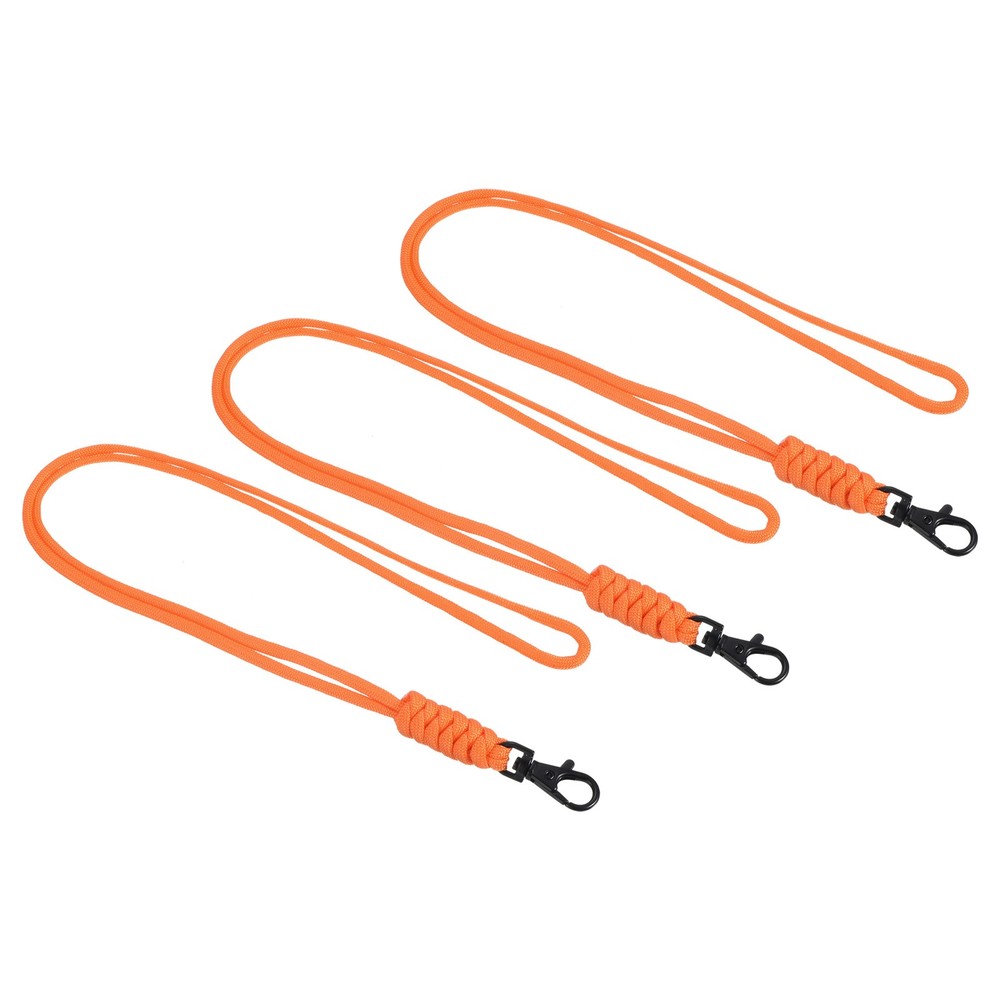 Paracord Lobster Lanyard Closure 19″, 3pc Keychain Necklace, Orange