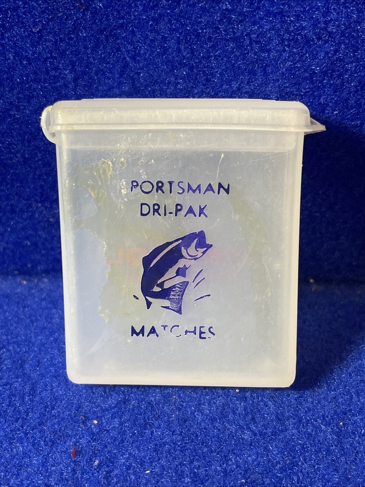 VINTAGE SPORTSMAN DRI-PAK MATCHES HOLDER WATERPROOF FISHING ADVERTISEMENT