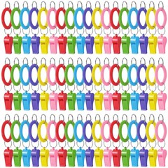 90 Pcs Color Whistle Sport Whistle with Bracelet, 6 Colors Loud Plastic Whist…