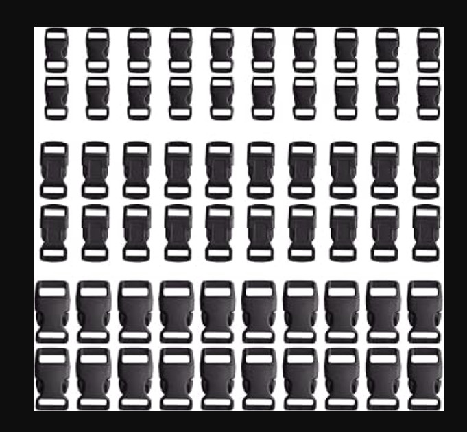 60-Pack Paracord Bracelet Buckles 5/8″ 1/2″ 3/8″ Plastic Side Release Clips