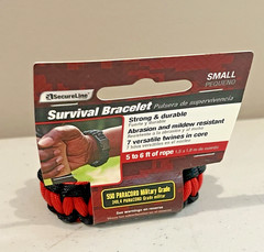 SecureLine Lehigh Survival Bracelet Military Grade Nylon Paracord Small RED