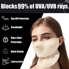 UPF 50+ Face Cover for Sun Protective Breathable Cooling UV One Size, Beige