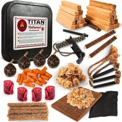 100pc Emergency Fire Starter Kit Ferro Rod Char Cloth Fatwood Camping FREE SHIP