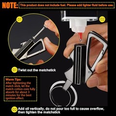 2 Pack Permanent Match Infinity Lighter, Multitool Keychain Bottle Silver*black