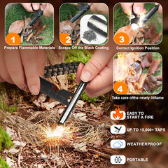 Survival Fire Starter, 4 Inch Ferro Rod, Flint Fire Starters for Hiking and Camp