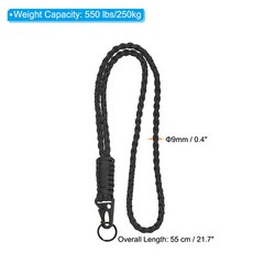 22″ Paracord Neck Lanyard Keychain Braided Strong Lanyard with Black