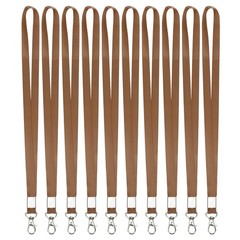 10Pcs 16.9″ Polyester Flat Lanyard with Lobster Clasp for Keys, Brown