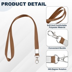 10Pcs 16.9″ Polyester Flat Lanyard with Lobster Clasp for Keys, Brown