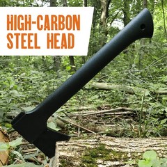 14” Stainless Steel Camping Axe for Wood Splitting with Forged Carbon Head, 20oz