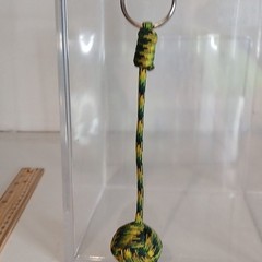 Green/Yellow/Black 6″ Paracord Monkey Fist Keychain w/ Metal Key Ring 550lb