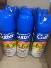 6 PAC Unscented Cutter Insect Mosquito Repellent w/Deet Aerosol Spray 6Oz Free S