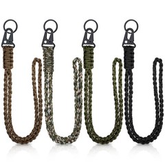 4 Pcs Heavy Duty Paracord Lanyard Braided Necklace Keychains Wrist Strap