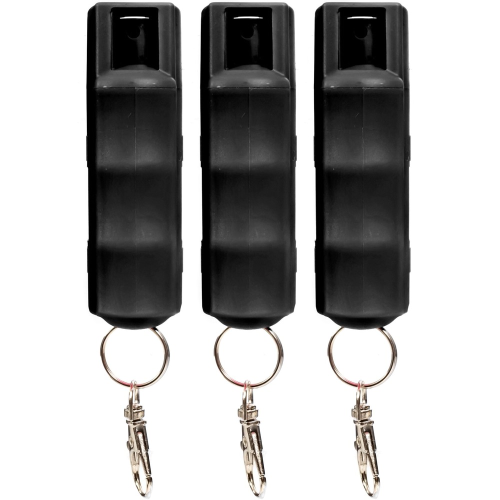 3 PACK Burn Pepper Spray 1/2oz Self Defense Security Keychain Black