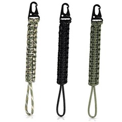 3 Pcs 9 Inch 550 Paracord Keychain Braided Black, Green, Camouflage Green