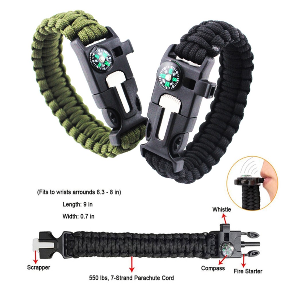 Paracord Bracelet Waterproof Outdoor Adjustable Survival emergency Knife Kit