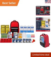 Emergency Survival Kit: Complete Backpack with Food, Water and Essentials for 4