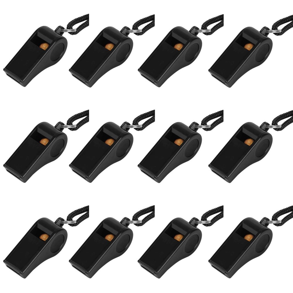 Whistle, Plastic Whistle with Lanyard, Loud Clear Black Whistles Bulk Great f…