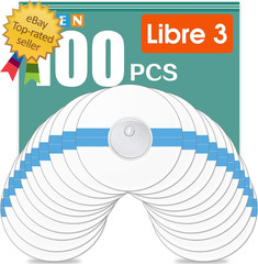 100 Pack Freestyle Sensor Covers for Libre 3, Waterproof Adhesive Patches, Water