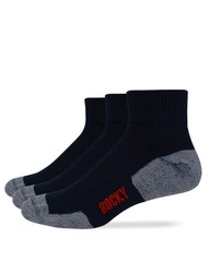 Rocky Mens Cotton Full Cushion Low Cut Heel Tab Socks 3 Pair Large, Black