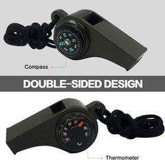 2 Pack Emergency Survival Whistle, 3-In-1 Emergency Whistles with Compass and Th