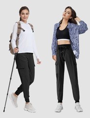 Buauty Womens Hiking Pants Pocketed Cargo Joggers Lightweight XX-Large, Black